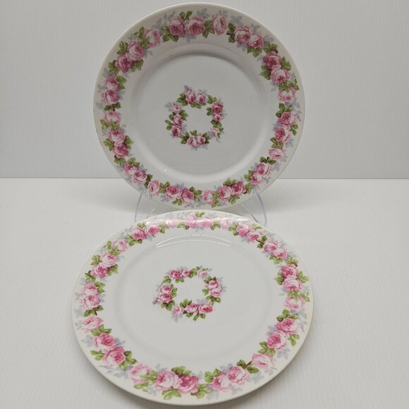 Wm Guerin Limoges Pink Rose Cabbage Rose Salad Plate Set of 2 Antique - Picture 2 of 4